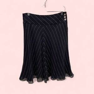 Y2K Ralph Lauren silk navy blue white stripe chevron flowy skirt wide band